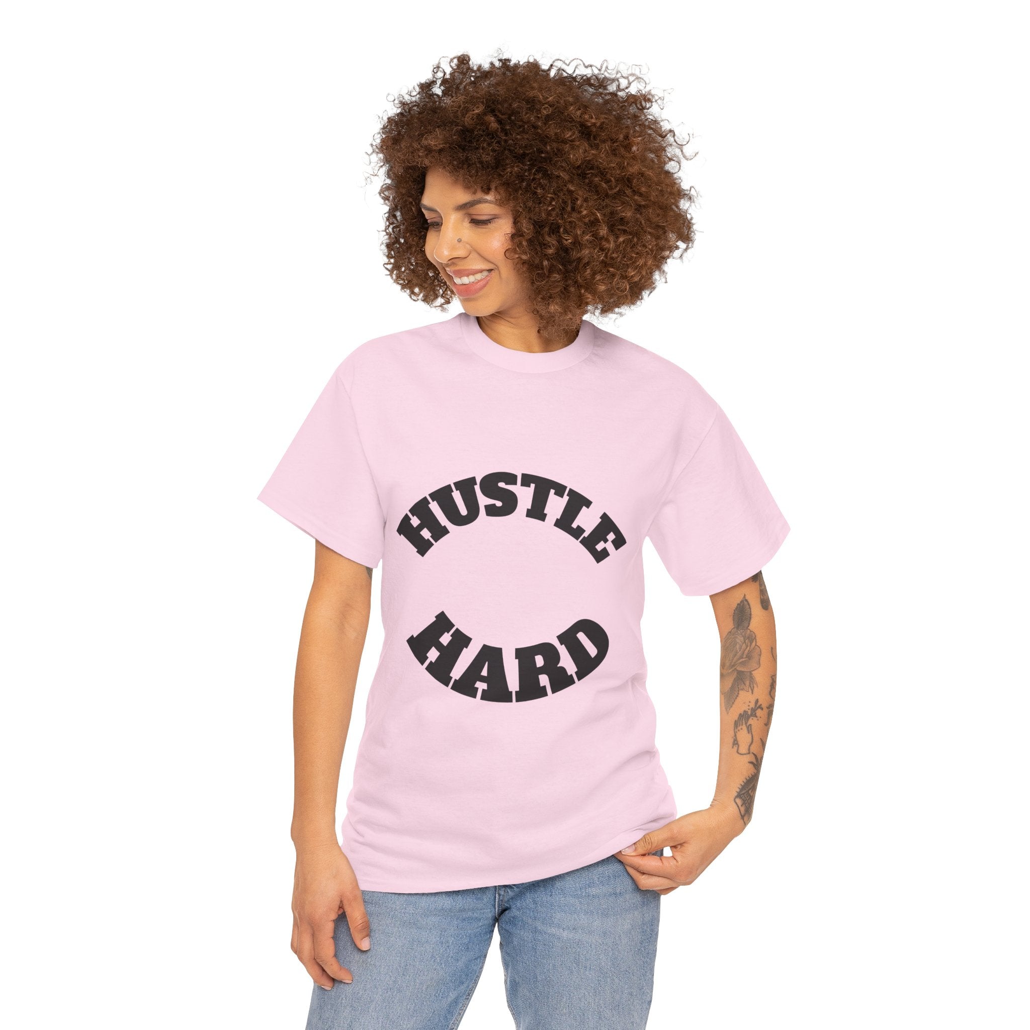 Hustle Hard Unisex Heavy Cotton Tee, Motivational Shirt, Gift for Entrepreneurs, Workout Apparel, Casual Style